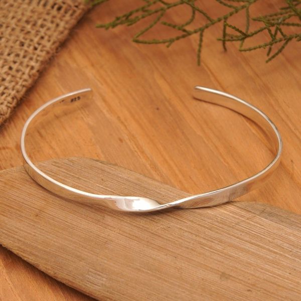 Alternate image for Modern Sterling Silver Cuff Bracelet in a High Polish Finish Lifes Twist