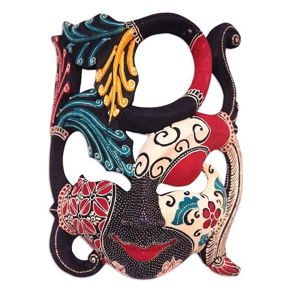 Alternate image for Handcrafted Nature-Themed Batik Pule Wood Mask from Java Infinite Woman