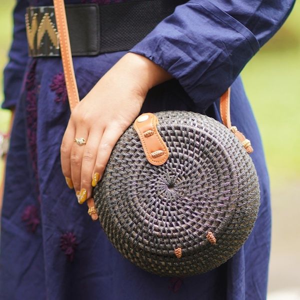 Alternate image for Bamboo Sling Bag with Faux Leather Accents Rally Round in Black