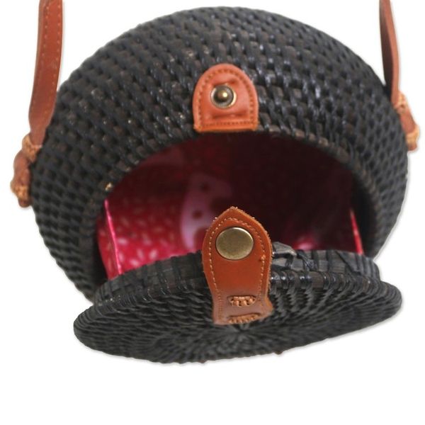 Alternate image for Bamboo Sling Bag with Faux Leather Accents Rally Round in Black
