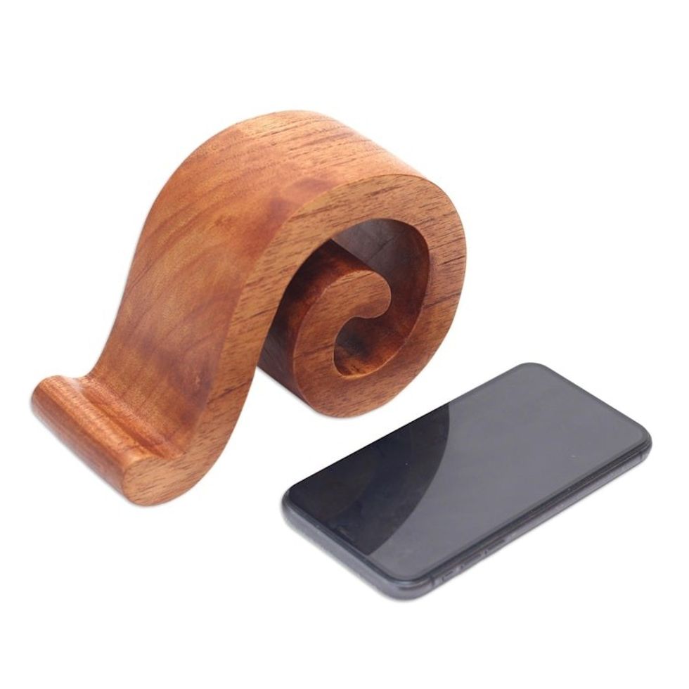 Music-Themed Wood Phone Stand from Bali 'Mood Music'