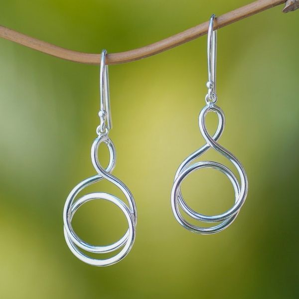 Alternate image for High-Polished Silver-Plated Brass Dangle Earrings from Bali Life Path