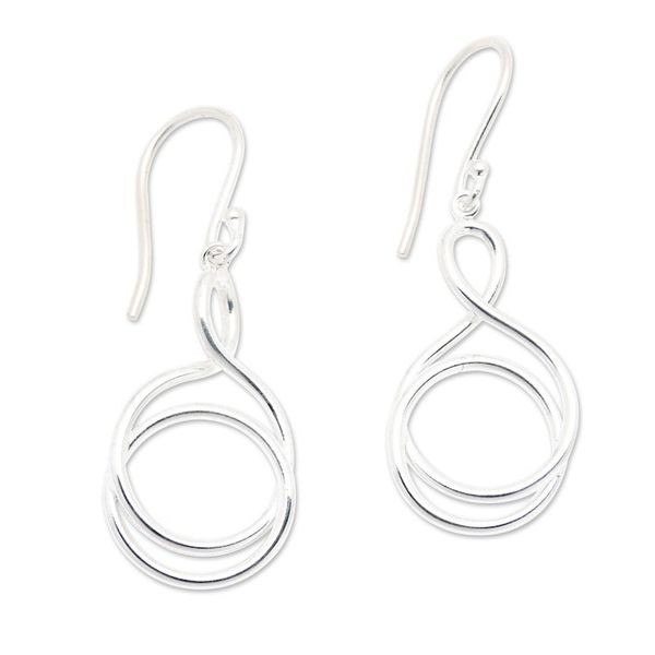Alternate image for High-Polished Silver-Plated Brass Dangle Earrings from Bali Life Path