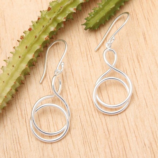 Alternate image for High-Polished Silver-Plated Brass Dangle Earrings from Bali Life Path