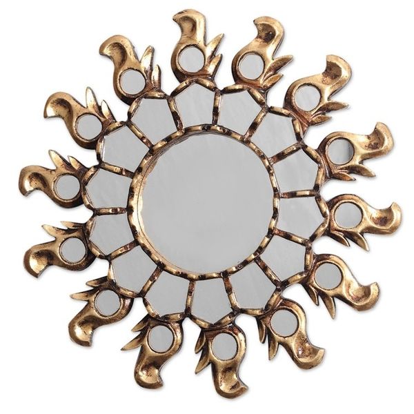 Alternate image for Sun-Themed Bronze Gilded Wood Wall Mirror from Peru Infinite Reflection