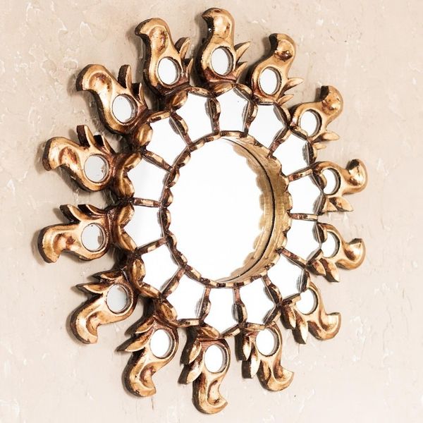 Alternate image for Sun-Themed Bronze Gilded Wood Wall Mirror from Peru Infinite Reflection