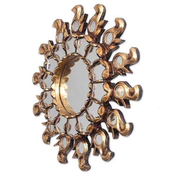 Alternate image for Sun-Themed Bronze Gilded Wood Wall Mirror from Peru Infinite Reflection
