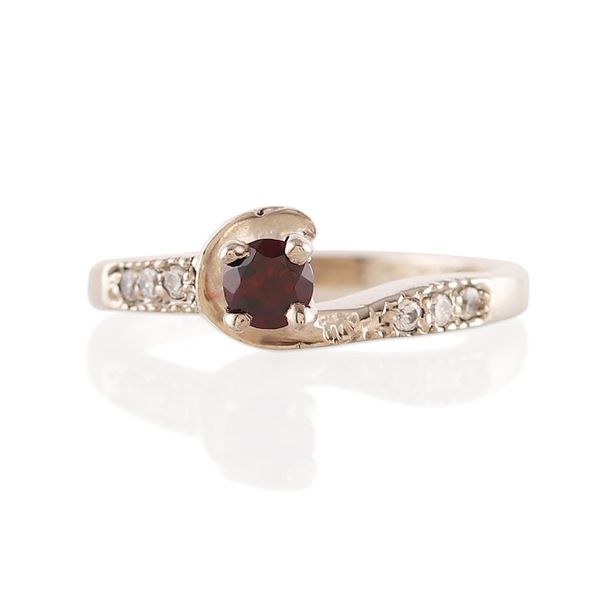 Alternate image for Faceted Garnet and Cubic Zirconia Solitaire Ring from India Immortal Romance