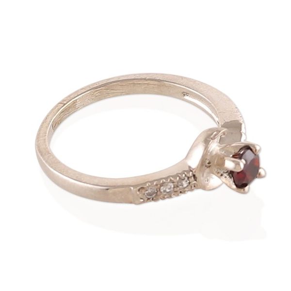Alternate image for Faceted Garnet and Cubic Zirconia Solitaire Ring from India Immortal Romance