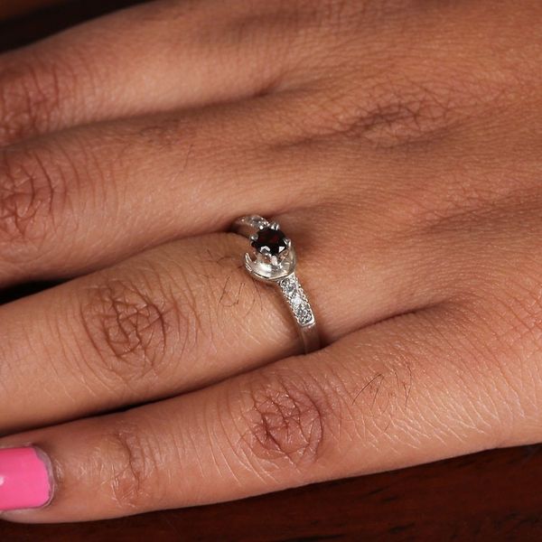 Alternate image for Faceted Garnet and Cubic Zirconia Solitaire Ring from India Immortal Romance