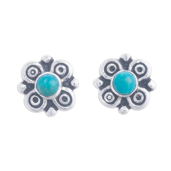 Alternate image for Artisan Crafted Chrysocolla Stud Earrings from Peru Divine Sweetness
