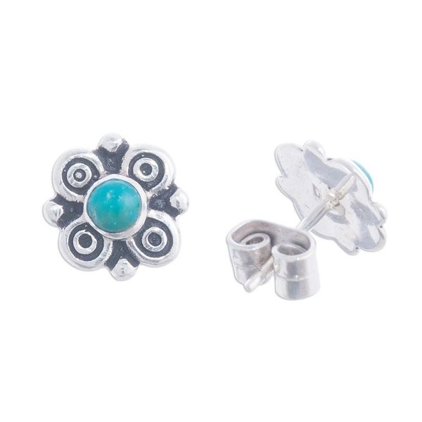 Alternate image for Artisan Crafted Chrysocolla Stud Earrings from Peru Divine Sweetness