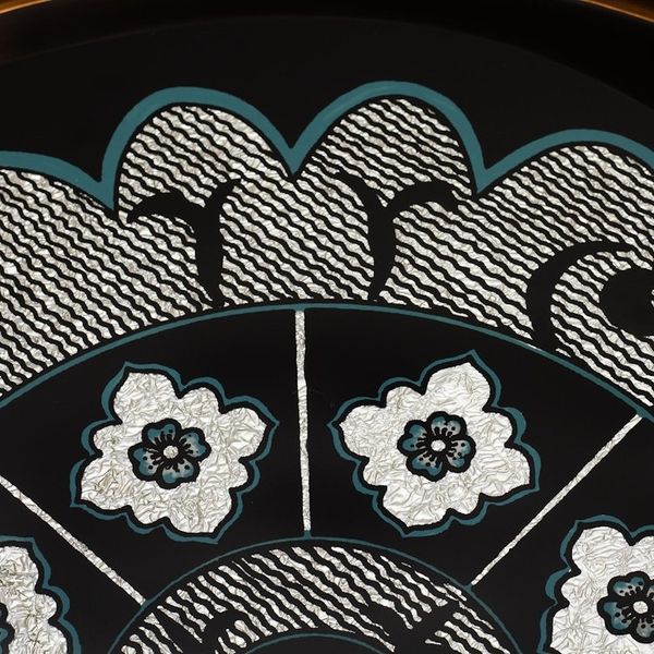 Alternate image for Black and Silver Reverse-Painted Glass Tray Andean Mandala in Silver