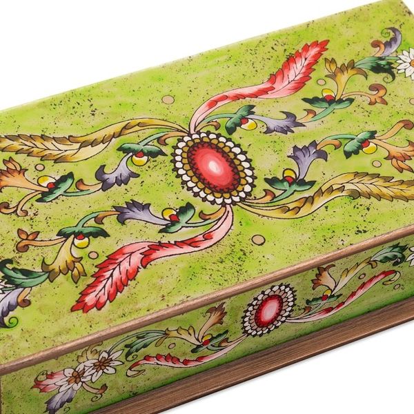 Alternate image for Handcrafted Reverse Painted Glass Jewelry Boxes Pair Ruby