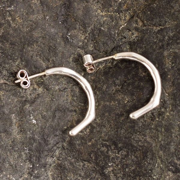 Alternate image for Sterling Silver Half Hoop Post Earrings from Peru Minimus