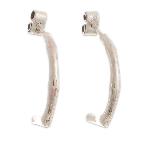 Alternate image for Sterling Silver Half Hoop Post Earrings from Peru Minimus