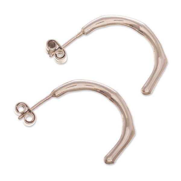 Alternate image for Sterling Silver Half Hoop Post Earrings from Peru Minimus