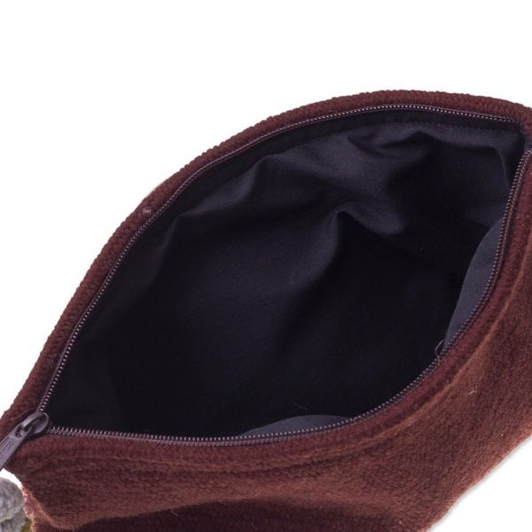 Alternate image for Handwoven Floral Wool Clutch in Mahogany from Peru Peruvian Bouquet