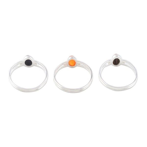 Alternate image for Tigers Eye and Carnelian Single Stone Rings Set of 3 Triple Crown