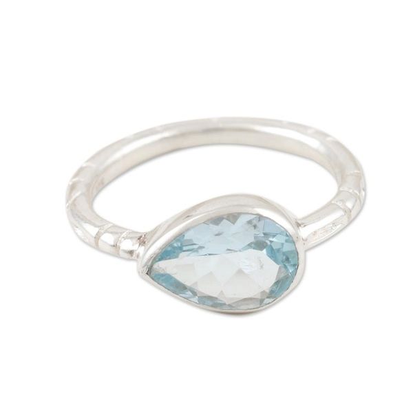 Alternate image for Sterling Silver and Blue Topaz Single Stone Ring Tropical Waters