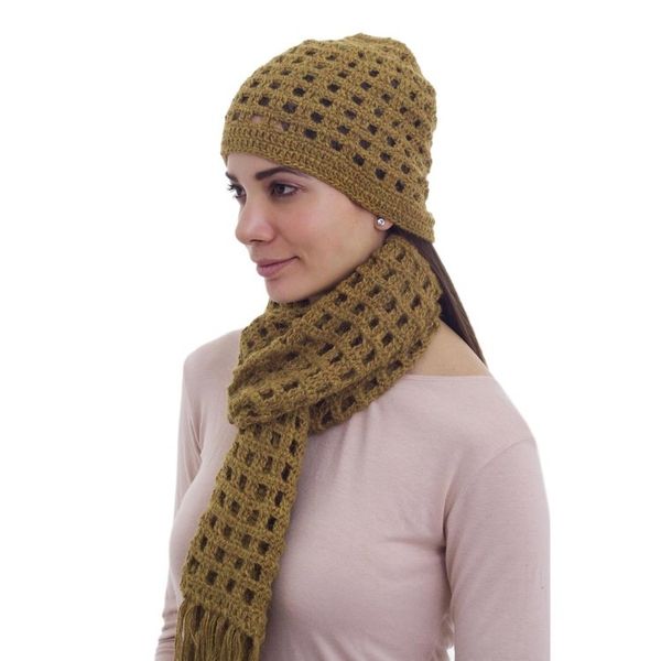 Alternate image for 100 alpaca scarf and hat Ochre Puzzles