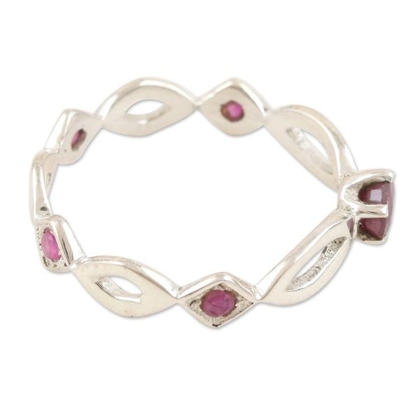 Alternate image for Polished Sterling Silver Band Ring with Ruby Jewels Ruby Princess