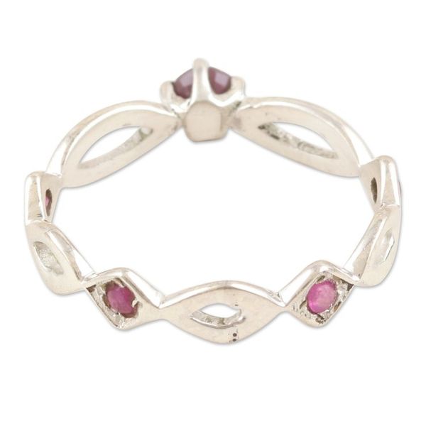 Alternate image for Polished Sterling Silver Band Ring with Ruby Jewels Ruby Princess