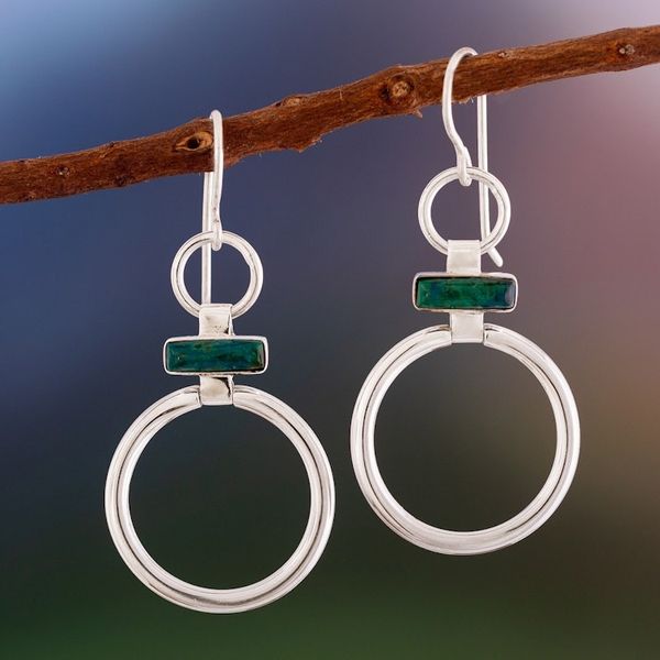 Alternate image for Handcrafted Modern Chrysocolla and Silver Earrings Join Me