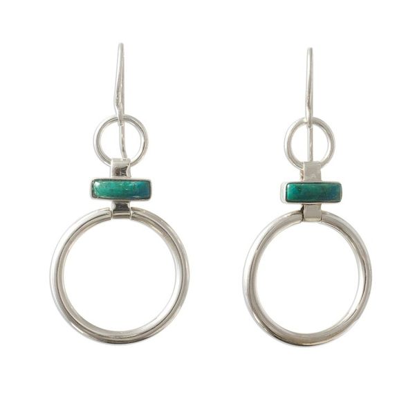 Alternate image for Handcrafted Modern Chrysocolla and Silver Earrings Join Me