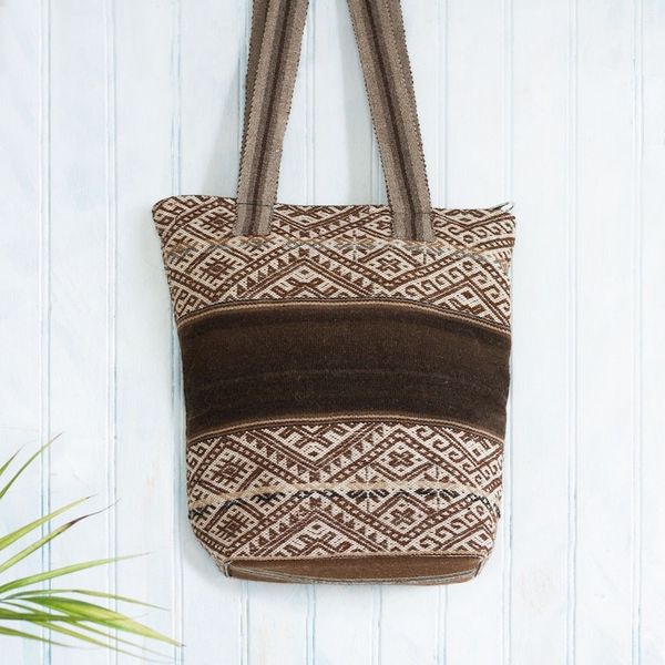 Alternate image for Backstrap Handwoven Brown Alpaca Blend Shoulder Bag Chinchero Tradition