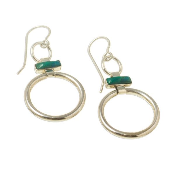 Alternate image for Handcrafted Modern Chrysocolla and Silver Earrings Join Me