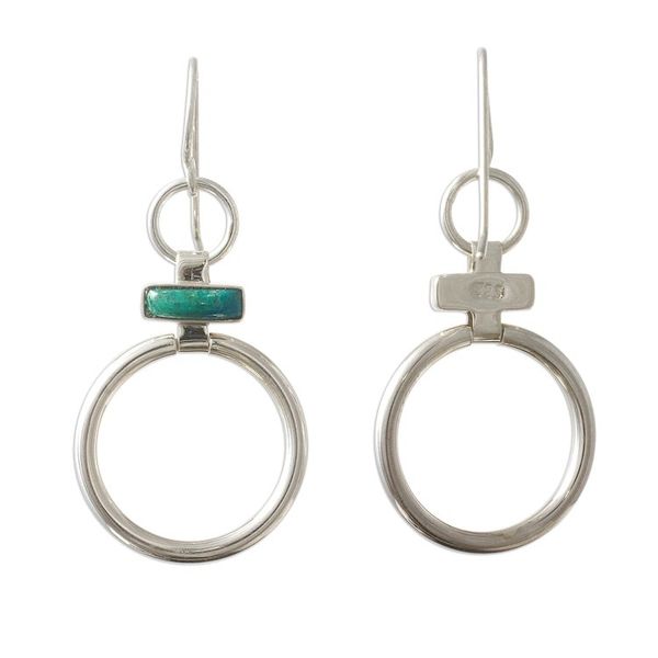 Alternate image for Handcrafted Modern Chrysocolla and Silver Earrings Join Me