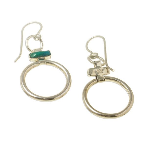 Alternate image for Handcrafted Modern Chrysocolla and Silver Earrings Join Me