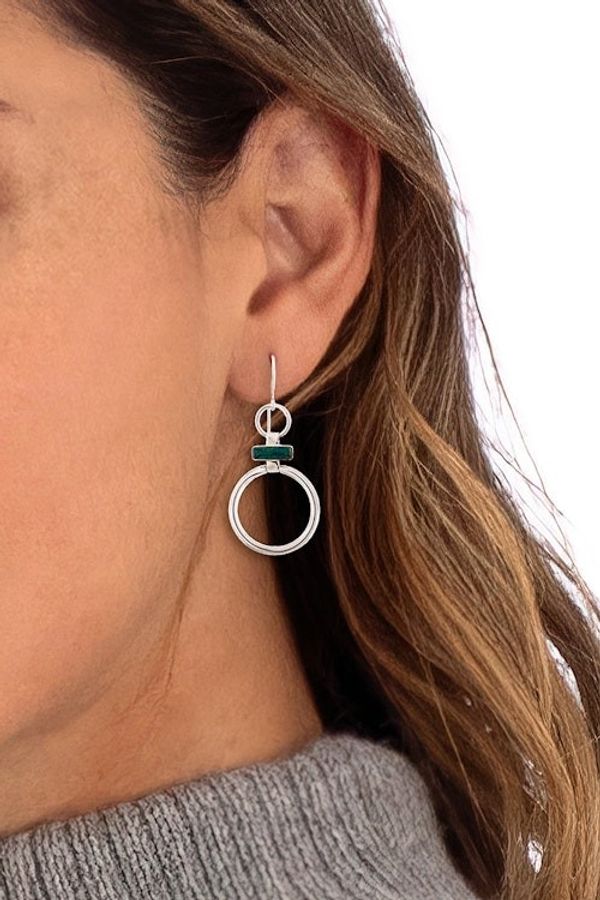 Alternate image for Handcrafted Modern Chrysocolla and Silver Earrings Join Me