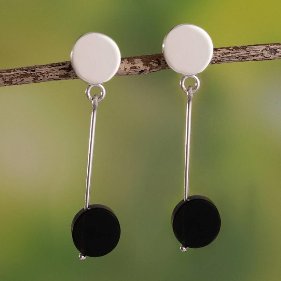 Artisan Crafted Modern Obsidian Earrings 'High Point in Black'