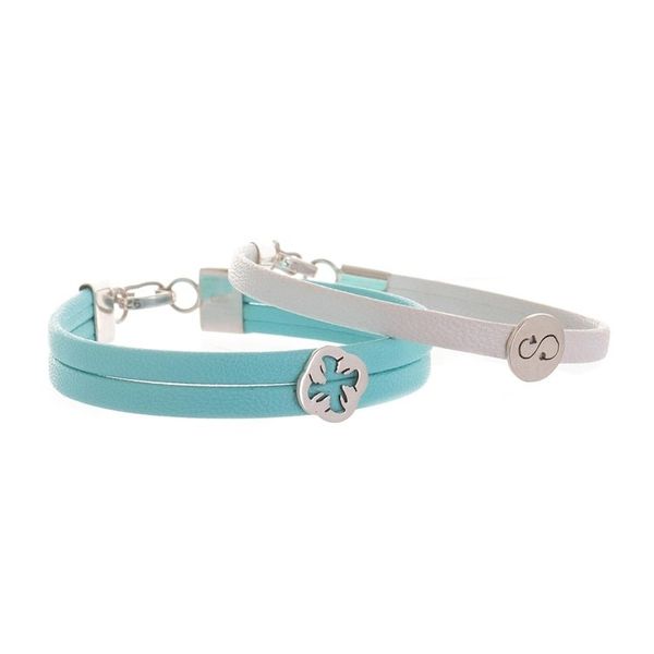 Alternate image for White and Blue Wristbands with Sterling Silver Pair Dual Mysticism