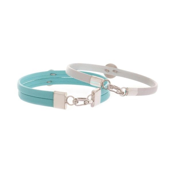 Alternate image for White and Blue Wristbands with Sterling Silver Pair Dual Mysticism