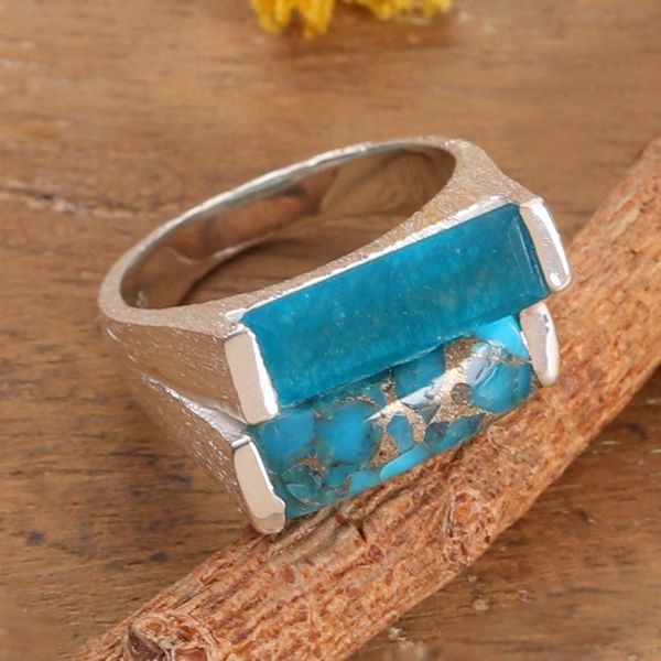 Alternate image for Modern Polished Composite Turquoise and Quartz Cocktail Ring Oceanic Dimensions