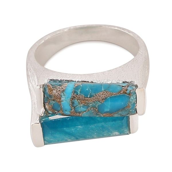 Alternate image for Modern Polished Composite Turquoise and Quartz Cocktail Ring Oceanic Dimensions