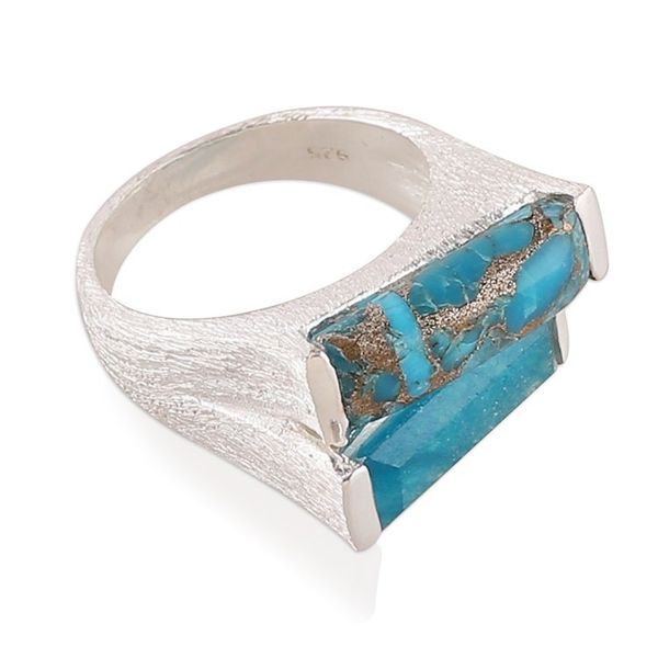 Alternate image for Modern Polished Composite Turquoise and Quartz Cocktail Ring Oceanic Dimensions