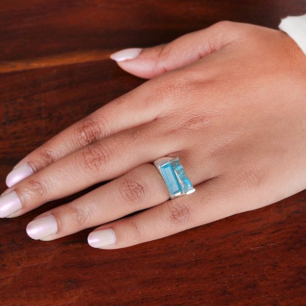 Alternate image for Modern Polished Composite Turquoise and Quartz Cocktail Ring Oceanic Dimensions