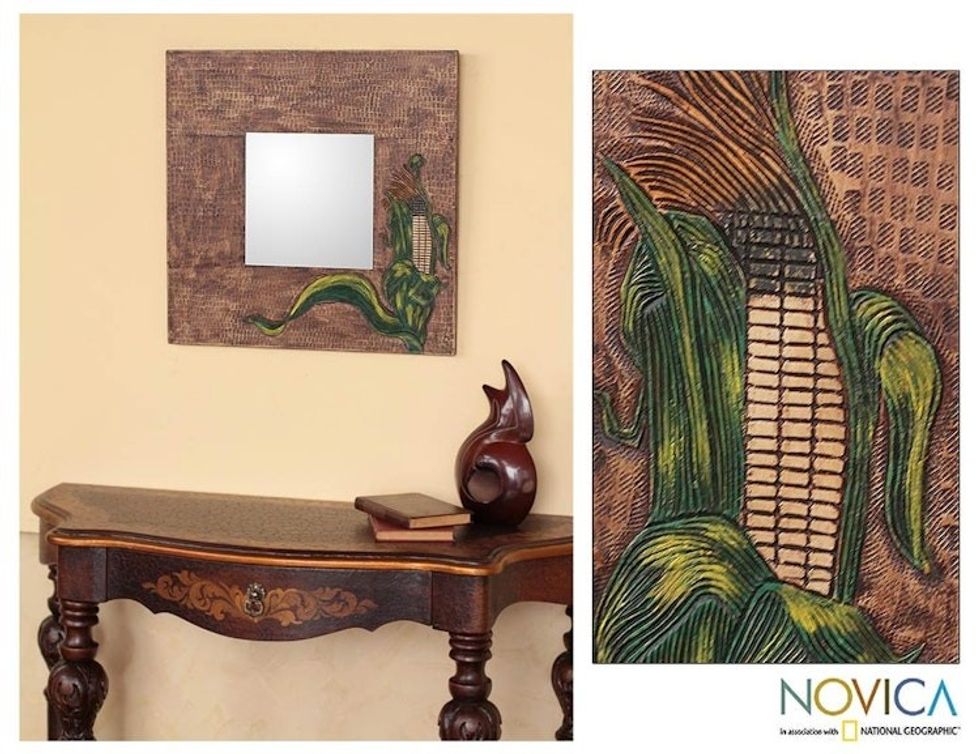 Leather mirror 'Maize'