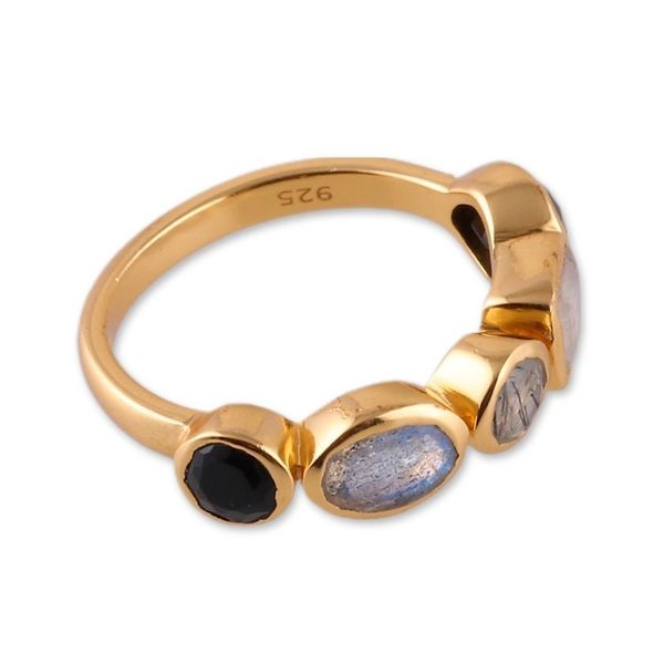 Alternate image for 18k Gold-Plated One-Carat Multi-Gemstone Band Ring Five Spirits