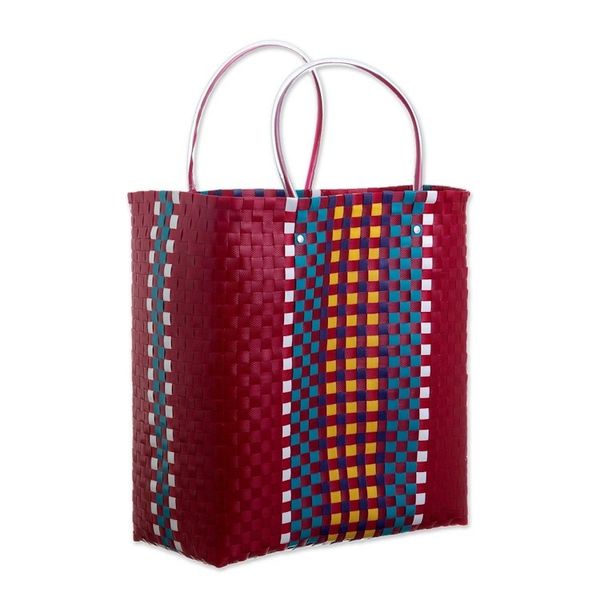 Alternate image for Handwoven Recycled Shopping Tote Sunday Market in Claret