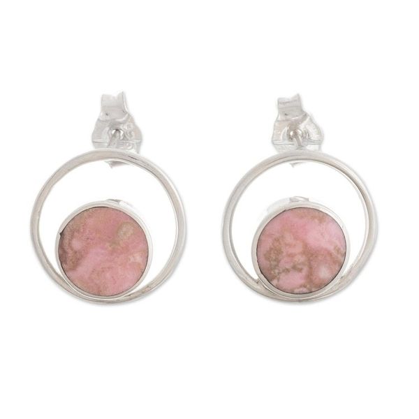 Alternate image for Rhodonite and Sterling Silver Drop Earrings from Peru In the Loop