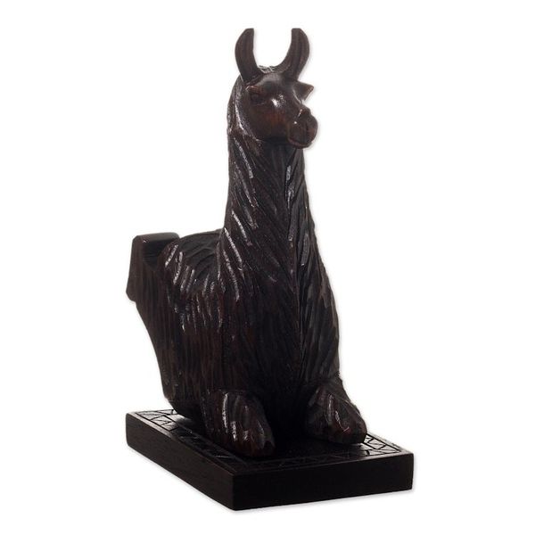 Alternate image for Hand-carved Llama Wood Phone Holder From Peru Prancing Llama