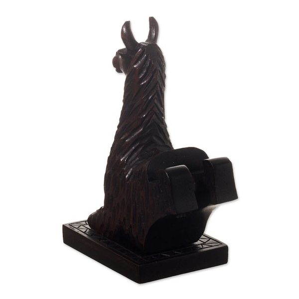 Alternate image for Hand-carved Llama Wood Phone Holder From Peru Prancing Llama