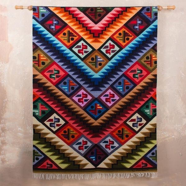 Alternate image for Wool Geometric Tapestry Wall Hanging 5x4 Rainbow Alphabet