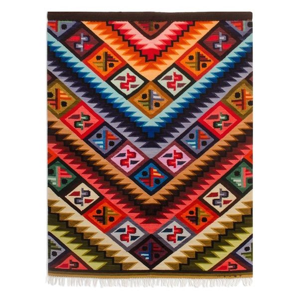 Alternate image for Wool Geometric Tapestry Wall Hanging 5x4 Rainbow Alphabet