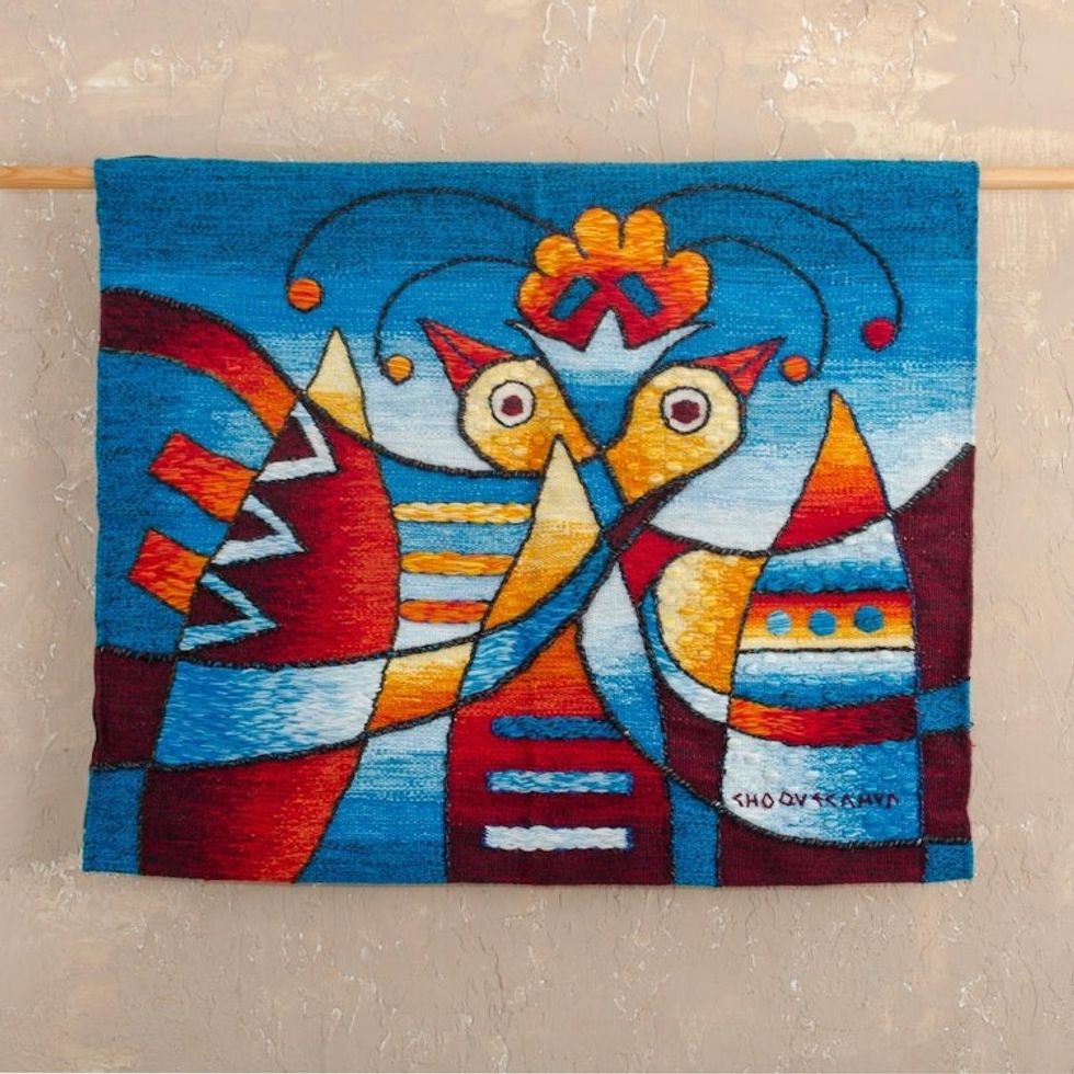 Hand Woven Bird Motif Tapestry 'Dance of the Birds'